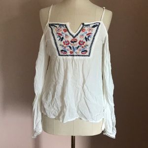 Xhilaration white peasant cold-shoulder top